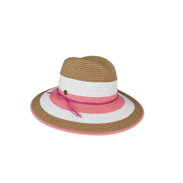 Lucinda Women's Three-Tone Braided Fedora Hat with UPF 50+ Sun Protection