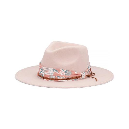 Briar Women's Australian Wool Felt Wide Brim Fedora Hat with Floral Band