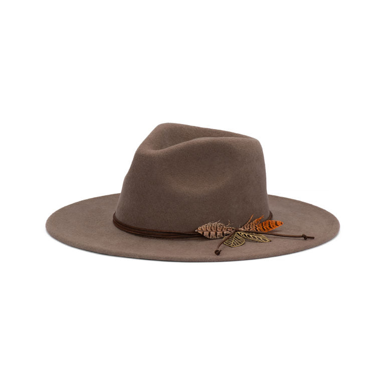 Clover Wide Brim Fedora Hat in Australian Wool with Feather Accent