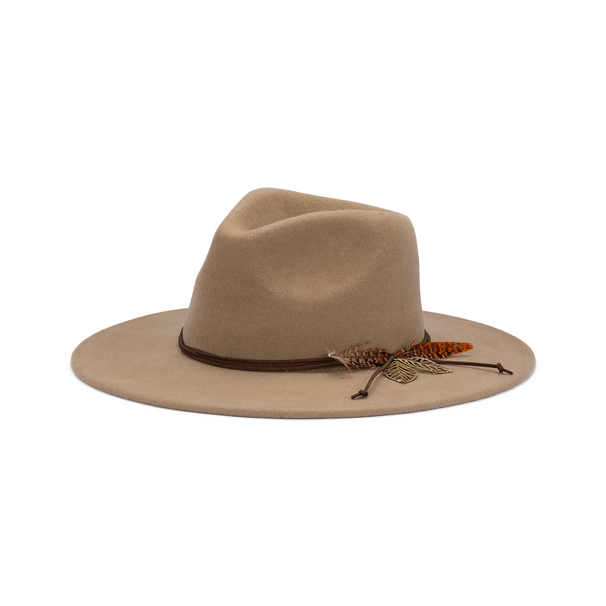 Clover Wide Brim Fedora Hat in Australian Wool with Feather Accent
