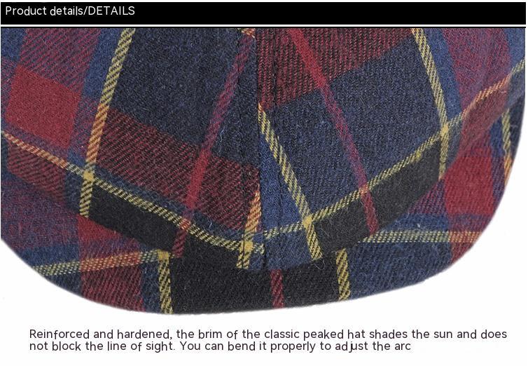 Men's Plaid Beret Octagonal Cap - Urban Caps