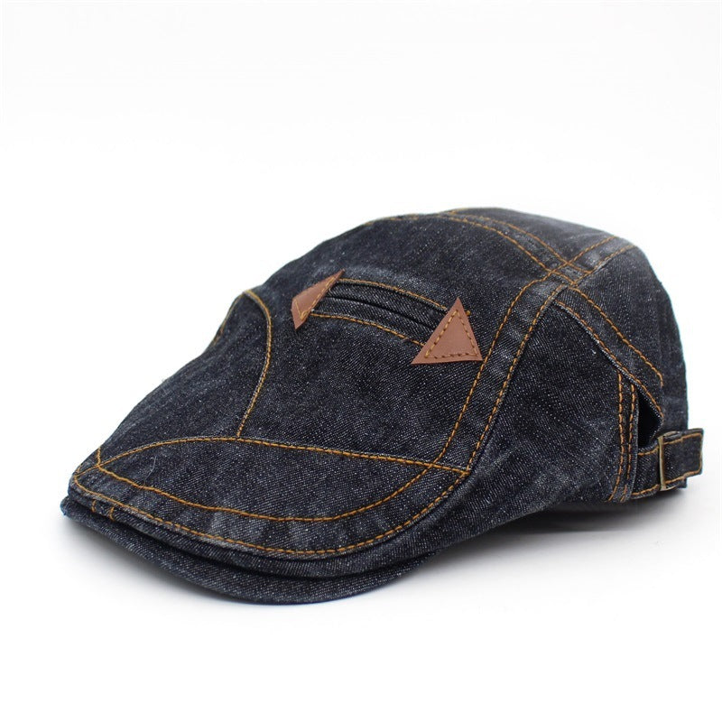 Washed Denim Peaked Beret – Cotton Vintage Cap | Adjustable Fit - Urban Caps
