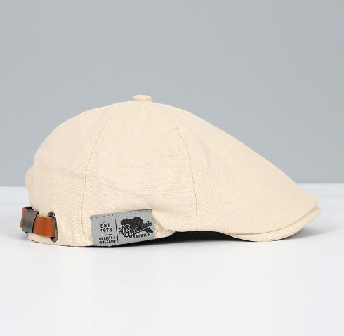 Men’s Japanese Retro Patchwork Beret – Vintage Forward-Facing Style - Urban Caps
