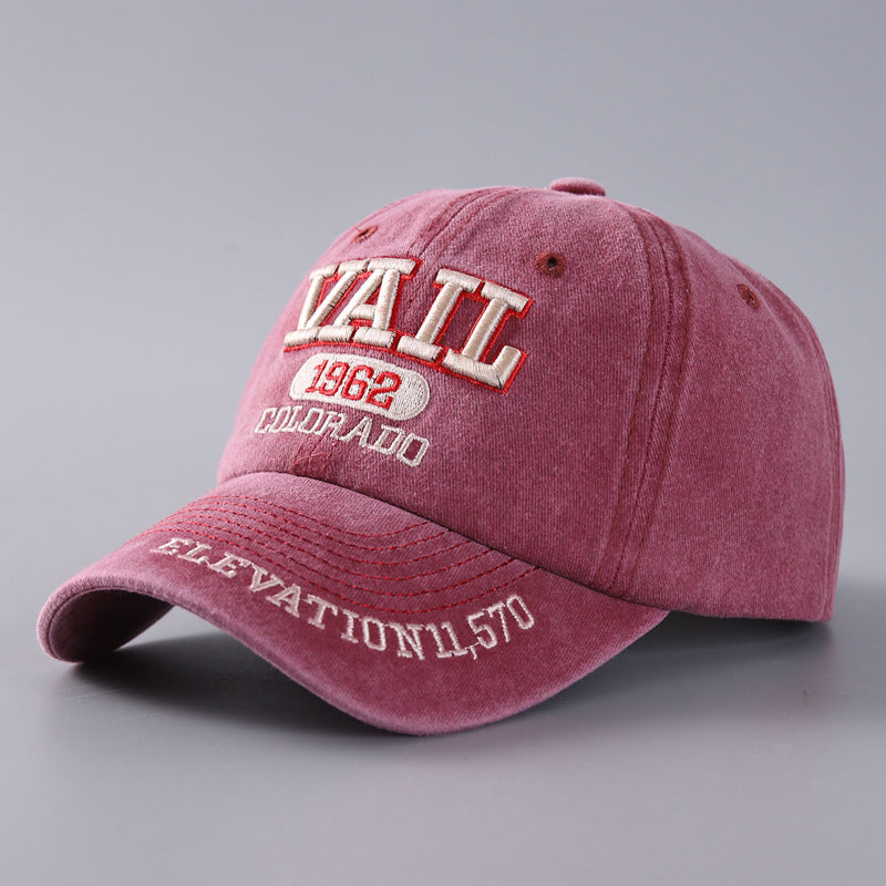 Letter Baseball Cap Cotton Denim Curved Brim Peaked - Urban Caps