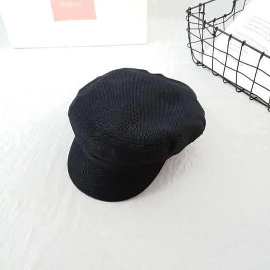 Retro Octagonal Beret – Cotton Linen Embroidered Cap | Adjustable M56–58cm - Urban Caps
