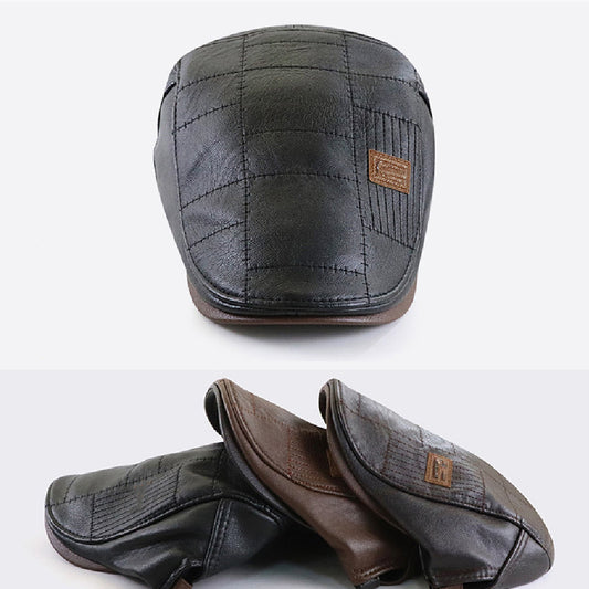 Men’s PU Leather Duckbill Cap – Color Block Design | Adjustable Fit - Urban Caps