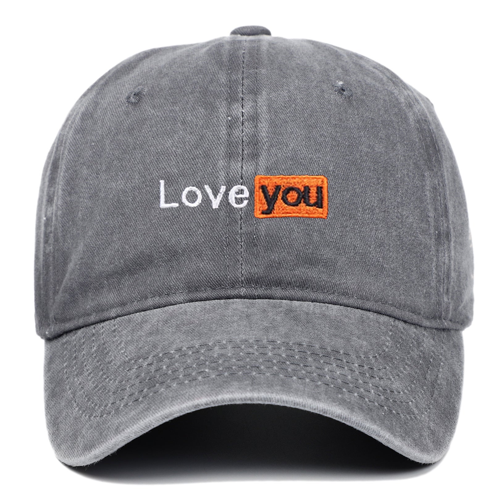 Love You Embroidered Hat Retro Distressed Soft Top - Urban Caps