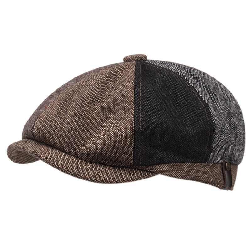 Linen Flat Top Newsboy Beret – Retro Short Brim Cap | One Size - Urban Caps