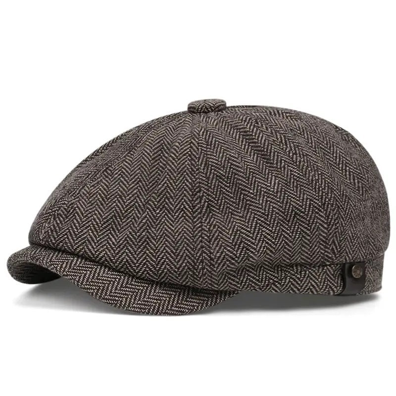 Retro Octagonal Beret Hat – British Dome-Style Peaky Blinders Cap | Free Size - Urban Caps