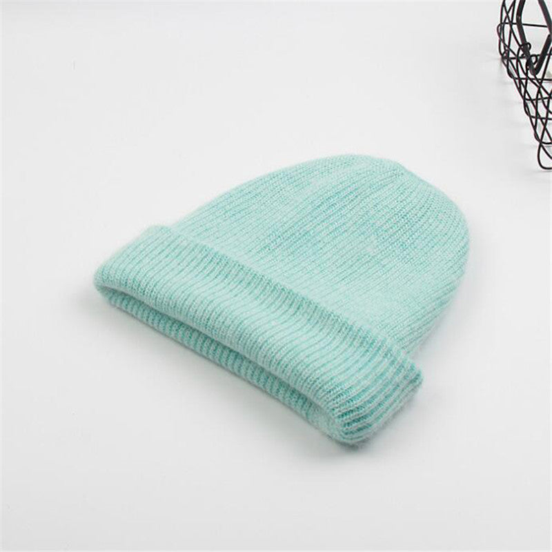 Angora Rabbit Fur Knitted Woolen Hat - Urban Caps