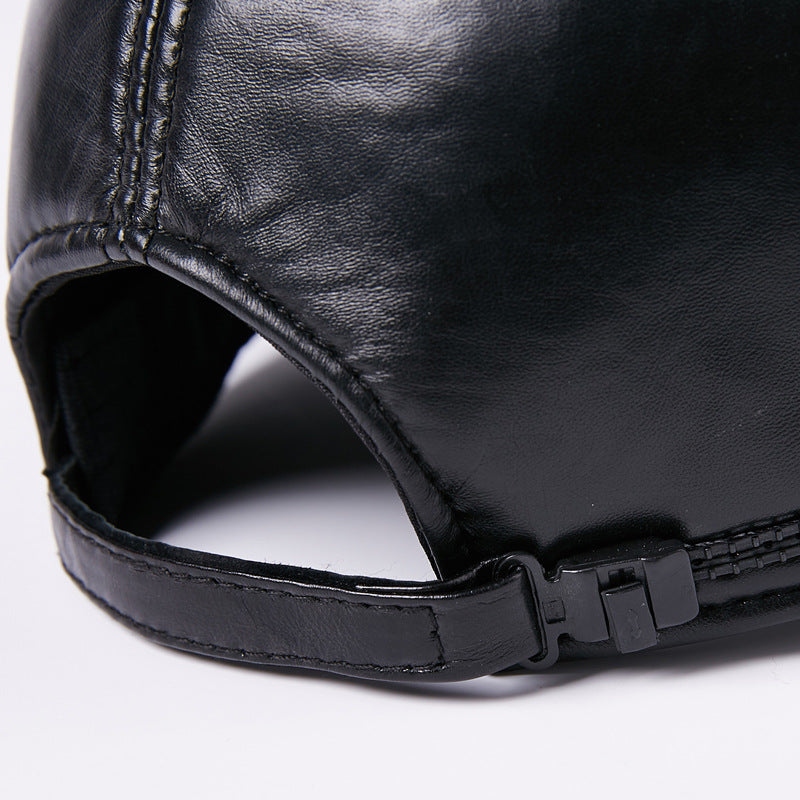 Leather Men Women Middle-Aged and Elderly Sheepskin Baseball Caps Thickened Warm Duck Tongue
