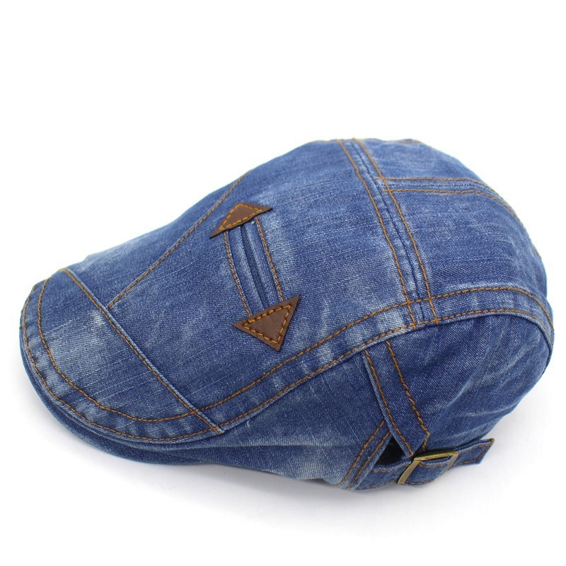 Washed Denim Peaked Beret – Cotton Vintage Cap | Adjustable Fit - Urban Caps