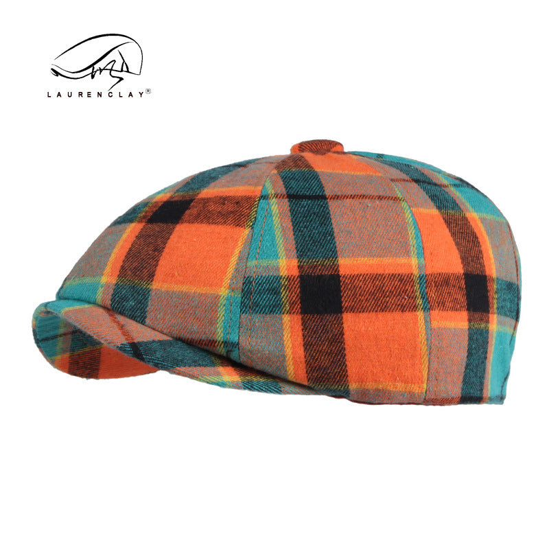 Men's Plaid Beret Octagonal Cap - Urban Caps