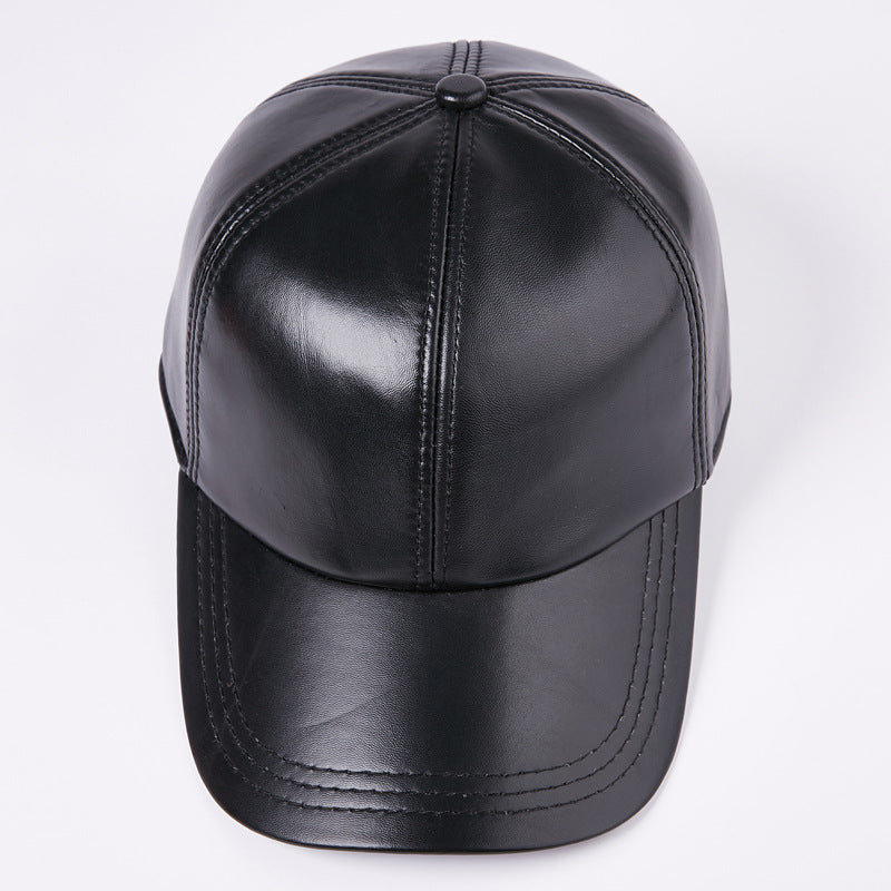 Leather Men Women Middle-Aged and Elderly Sheepskin Baseball Caps Thickened Warm Duck Tongue