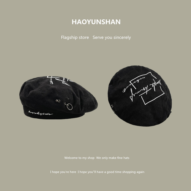 Personality Letter Embroidered Beret For Women - Urban Caps