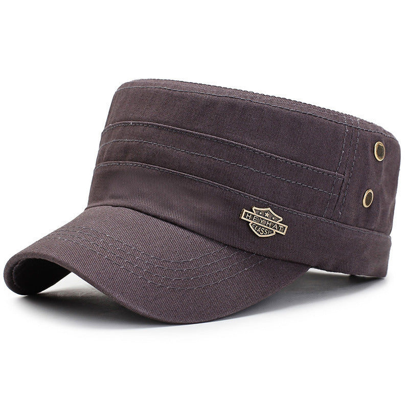 Military-Style Flat Top Hat – Cotton Sun Cap | Adjustable Fit - Urban Caps