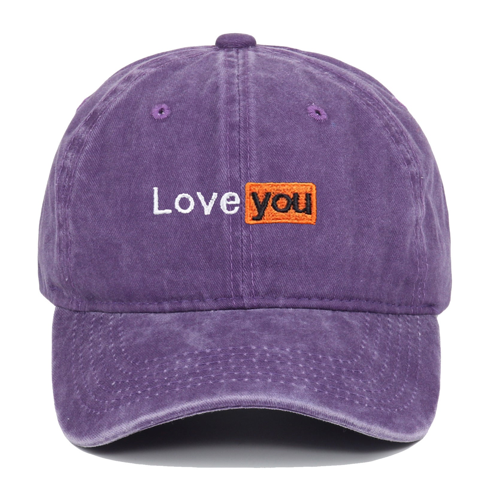Love You Embroidered Hat Retro Distressed Soft Top - Urban Caps