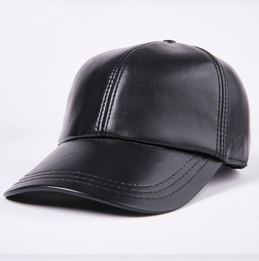 Leather Men Women Middle-Aged and Elderly Sheepskin Baseball Caps Thickened Warm Duck Tongue