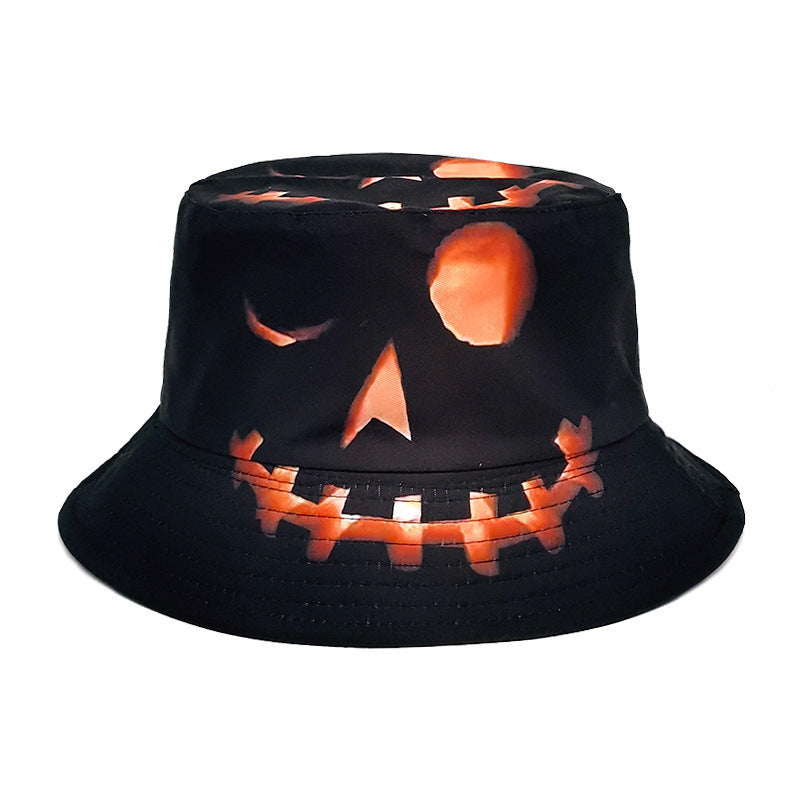 Halloween Hats Creative Cartoon Pumpkin Grimace Printed Sun-shade Fisherman Hat - Urban Caps