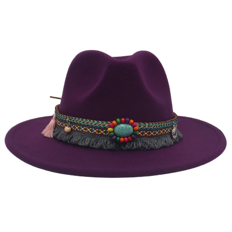 Ethnic Style Western Cowboy Hat Gem Accessories Tibetan Top Hat - Urban Caps