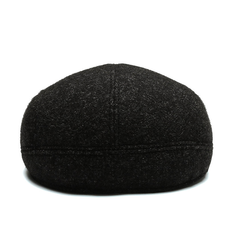 Outdoor Cycling Warm Short Brim Beret Middle-aged And Elderly Men Ear Protection Advance Hats - Urban Caps