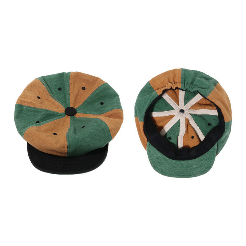 Color Matching Tension Adjustment Beret Soft Brim Hat - Urban Caps