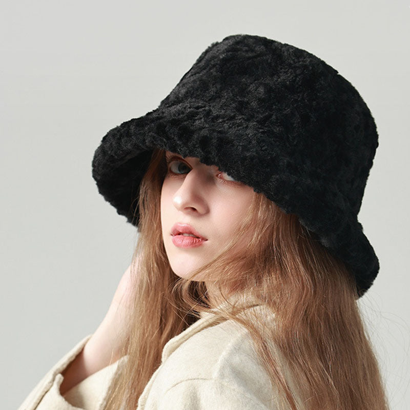 Lambswool Fisherman Hat Winter Warm Fashionable Solid Color Hats For Women - Urban Caps