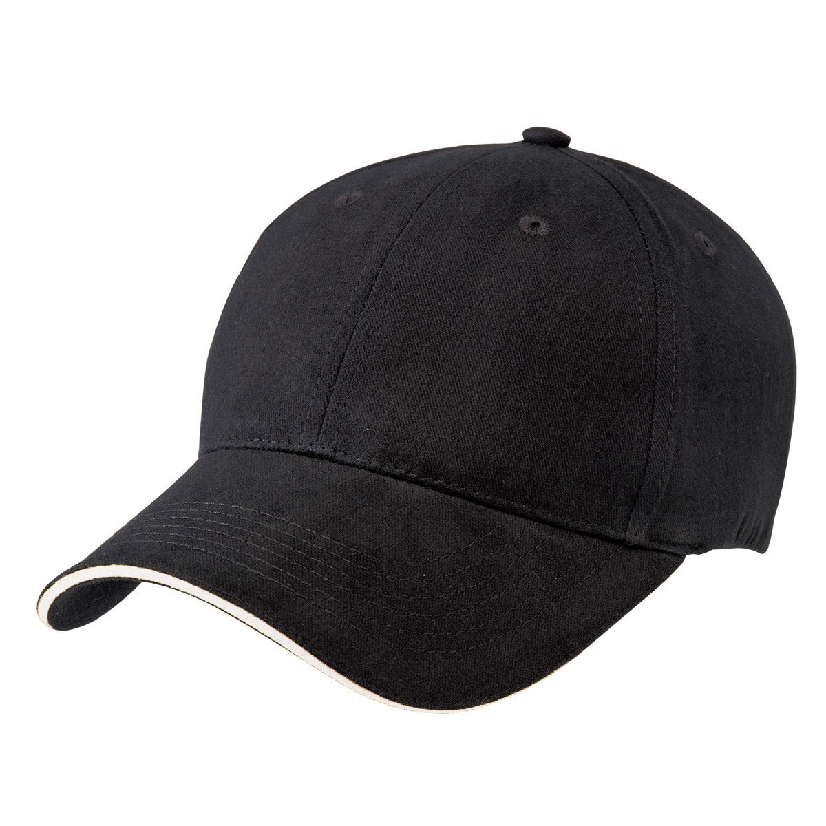 Premium Soft Sandwich Peak Cap – 100% Cotton, Velcro Fit, Contrast Trim - Urban Caps