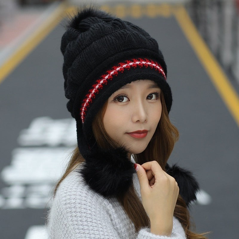 Cozy Fleece-Lined Knit Beanie with Ear Flaps & Pompom – Winter Hat for Women (Warm, Stylish, Multiple Colors)