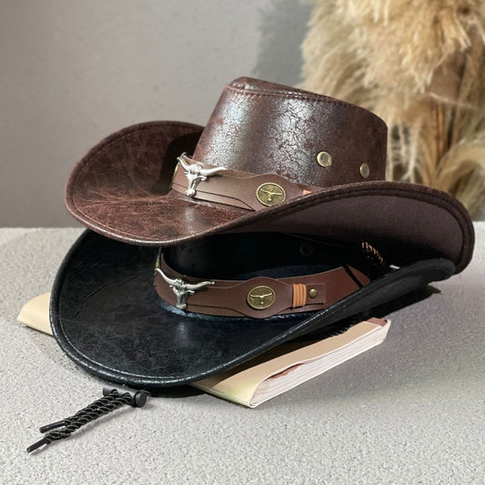 Bull Head Belt Rivet Jazz Sun Hat - Urban Caps