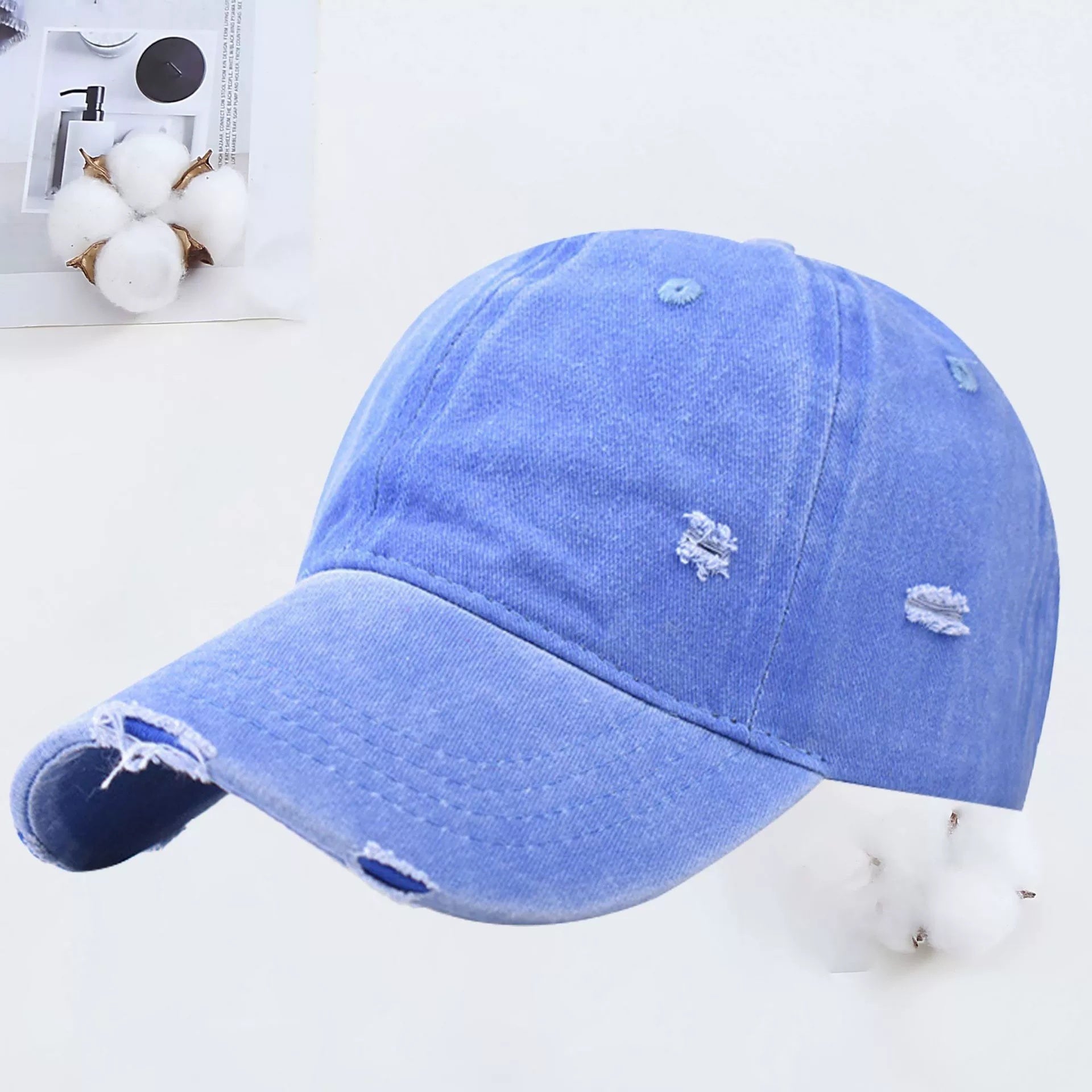 Outdoor Embroidered Printed Washed Hole Baseball Cap - Urban Caps