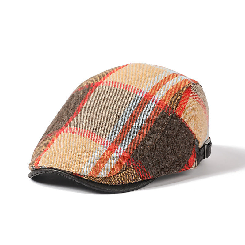 Retro Cotton Plaid Cap – Adjustable Spring/Autumn Style - Urban Caps