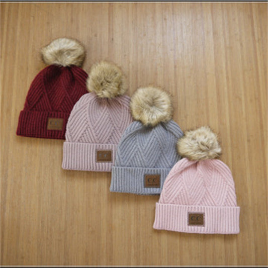 Women's Flanging Wool Ball Pile Woolen Hat - Urban Caps