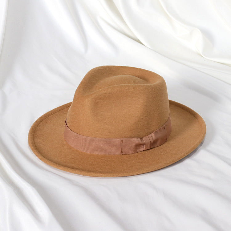Bowknot Top Hat Love Hat Head Felt Cap Small Curling Men's Top Hat Retro Jazz Hat - Urban Caps