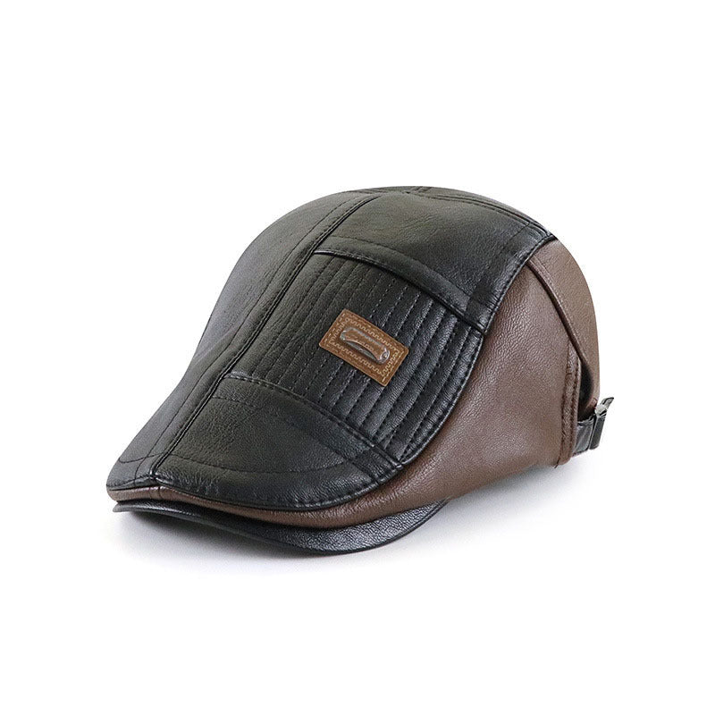 Men’s PU Leather Duckbill Cap – Color Block Design | Adjustable Fit - Urban Caps