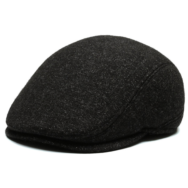 Outdoor Cycling Warm Short Brim Beret Middle-aged And Elderly Men Ear Protection Advance Hats - Urban Caps