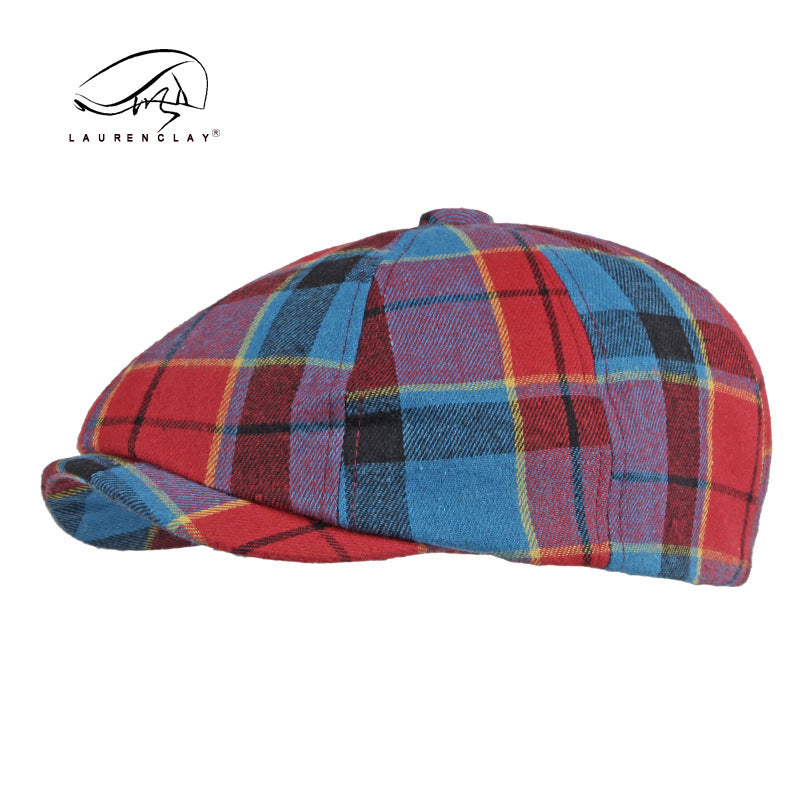 Men's Plaid Beret Octagonal Cap - Urban Caps