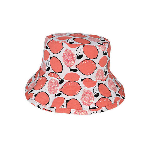 Marlo Kid’s Reversible Cotton Bucket Hat with Lemon Print and UPF50+ Sun Protection