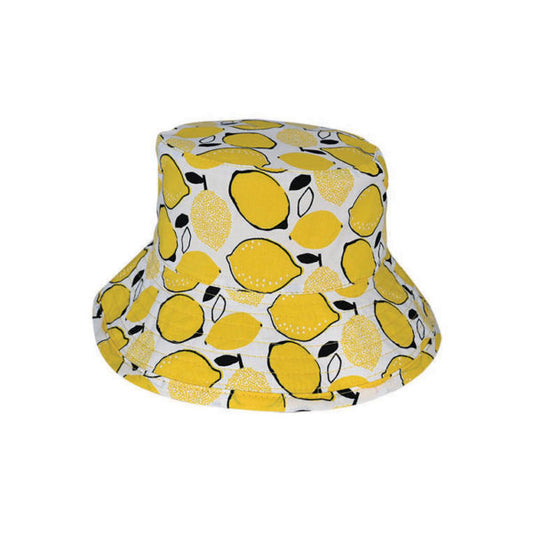 Marlo Kid’s Reversible Cotton Bucket Hat with Lemon Print and UPF50+ Sun Protection