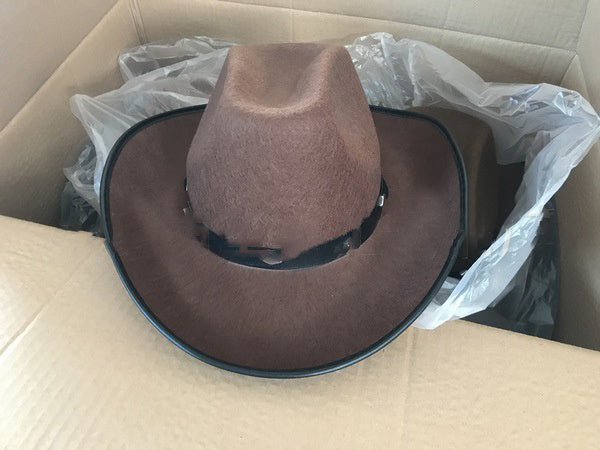 Western Five Nail Cowboy Hat One-time Forming Big Edge Children's Polyester Felt Hat - Urban Caps