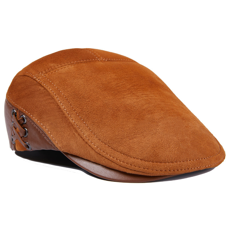 Men's Cowhide Beret Leather Hat - Urban Caps