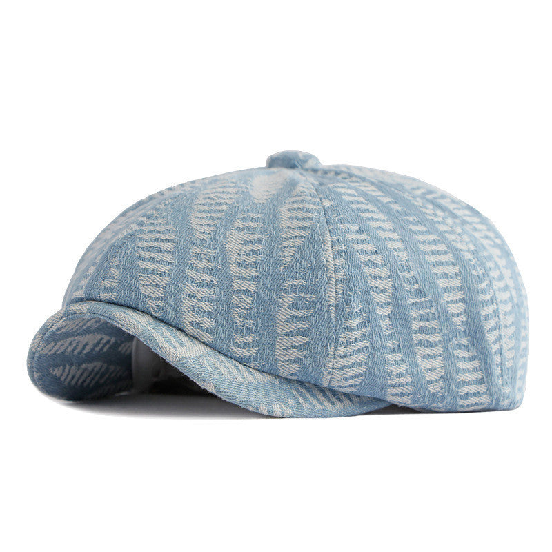 Men's Fashion Wash Denim Beret - Urban Caps