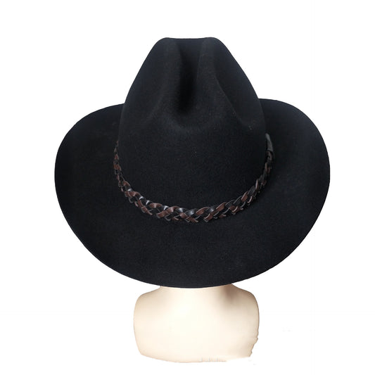 Wool Western Cowboy Hat Belt Top Hat Jazz Felt Cap - Urban Caps