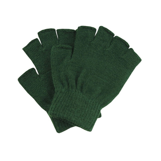 Children’s Fingerless Acrylic Knit Gloves with Ribbed Cuff – Ainsley