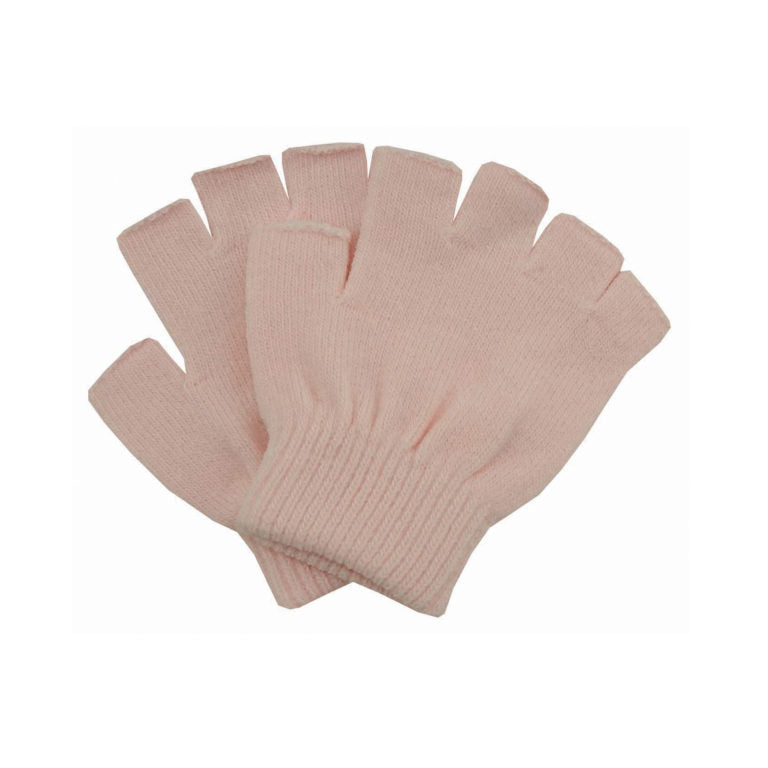 Children’s Fingerless Acrylic Knit Gloves with Ribbed Cuff – Ainsley