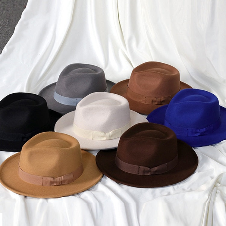 Bowknot Top Hat Love Hat Head Felt Cap Small Curling Men's Top Hat Retro Jazz Hat - Urban Caps