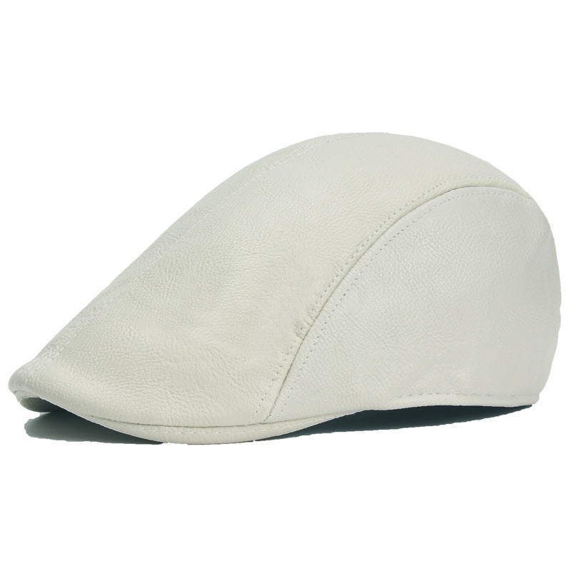 Vintage Pu Leather Solid Beret Cap - Urban Caps