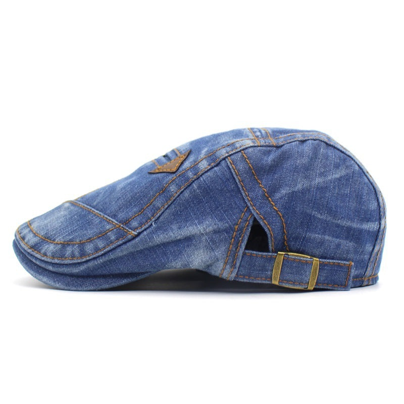 Washed Denim Peaked Beret – Cotton Vintage Cap | Adjustable Fit - Urban Caps