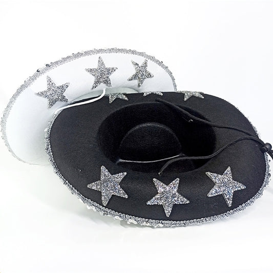 Party Black Bilateral Sequined Cowboy Hat - Urban Caps