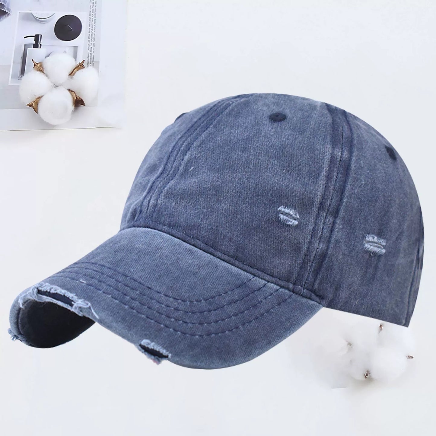 Outdoor Embroidered Printed Washed Hole Baseball Cap - Urban Caps